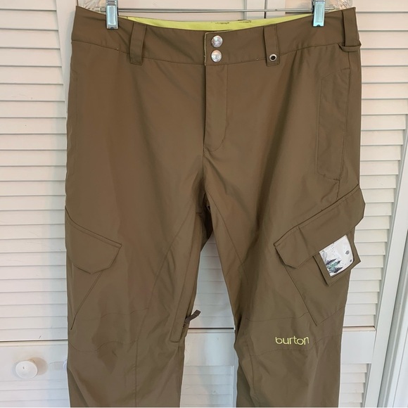 Burton Enlo Dryride Snowboard Pants Olive-Brown Cargo Ski Snow Womens Large - Picture 2 of 16